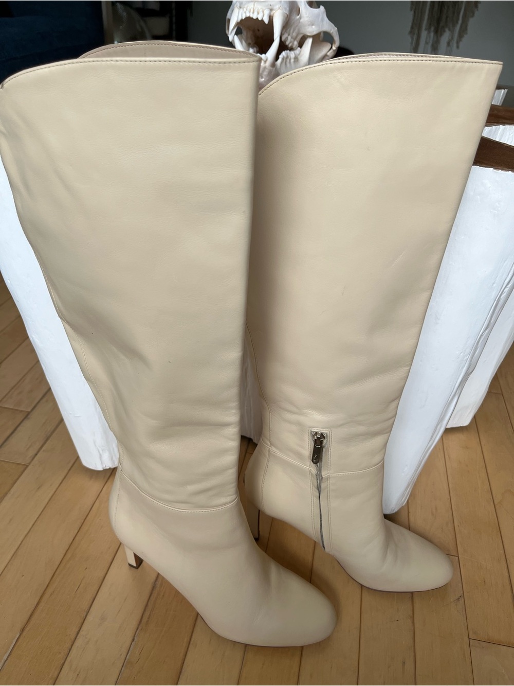 Jessica Simpson Cream Over-the-Knee Faux Leather Boots